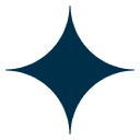 A symmetrical dark blue star-like shape with four points.